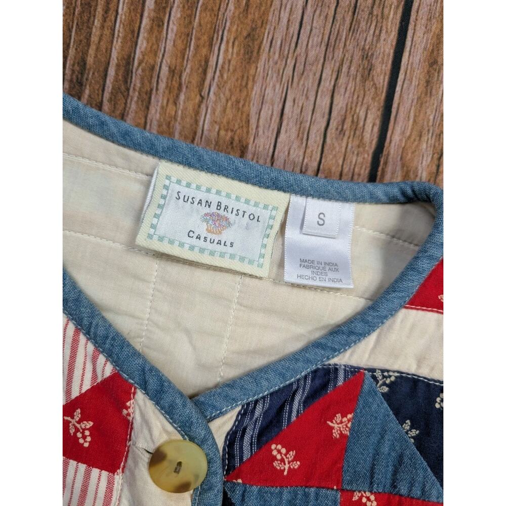 Vintage Susan Bristol Casuals Patchwork Quilt Patriotic Pattern Jacket Size S - Picture 4 of 12